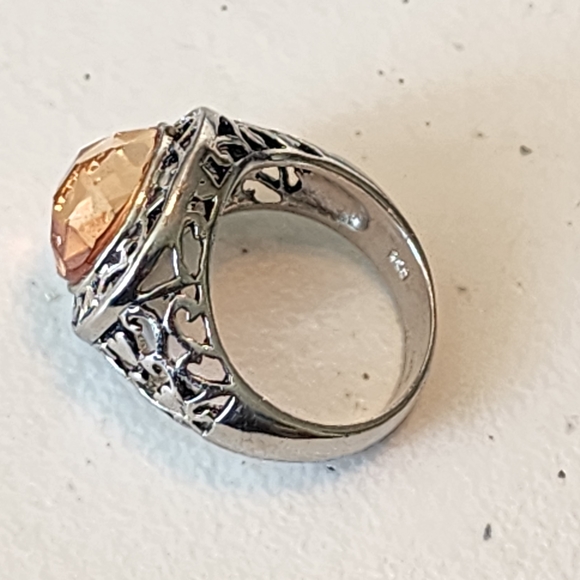 Sterling Silver Women's Ring Size 7.5 Champagne Gemstone Fine Jewelry invest - Picture 5 of 6